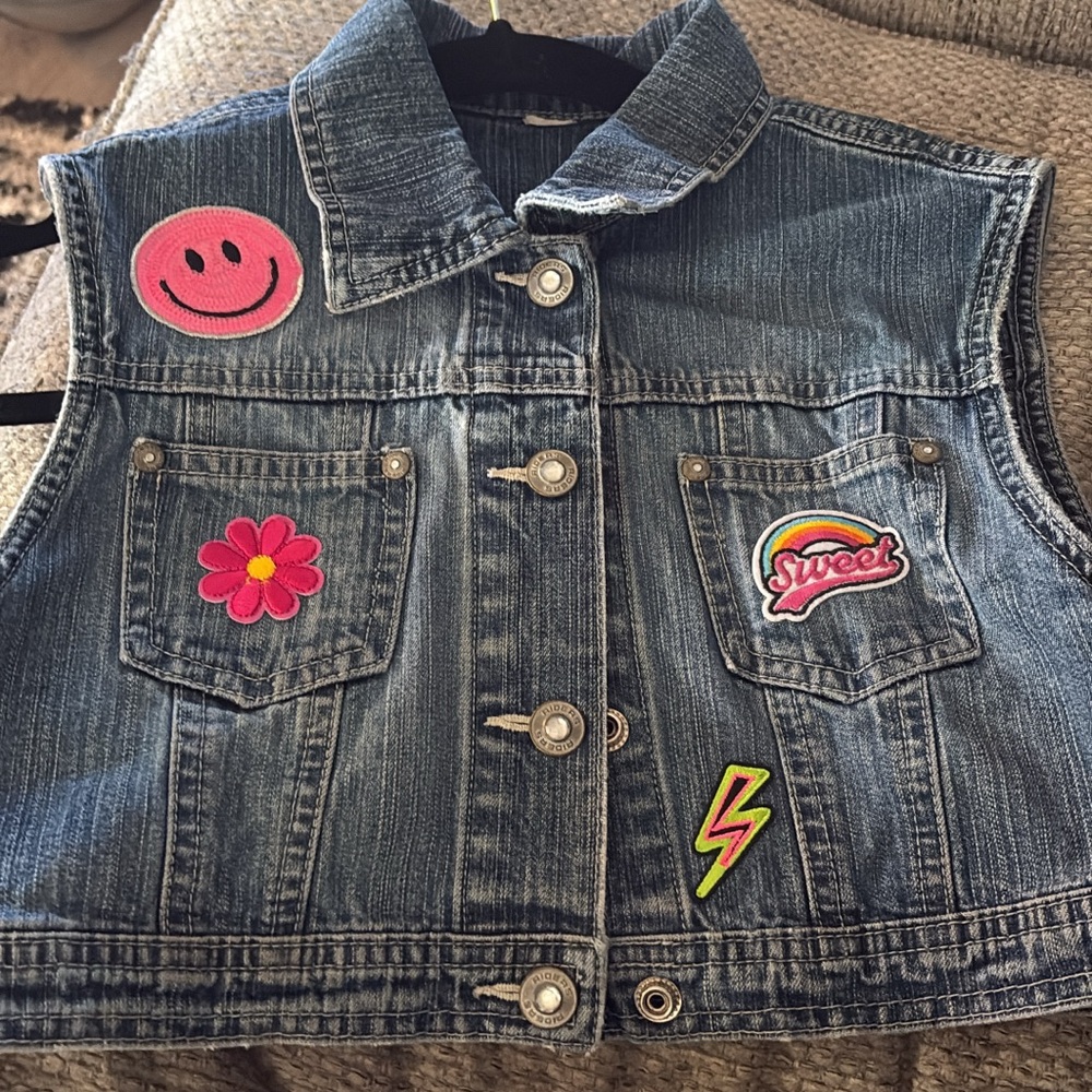 Kids Denim Vest with Fun Patches